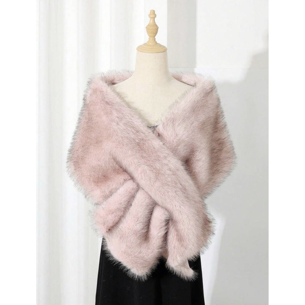Pink Faux Fur Shawl Wrap